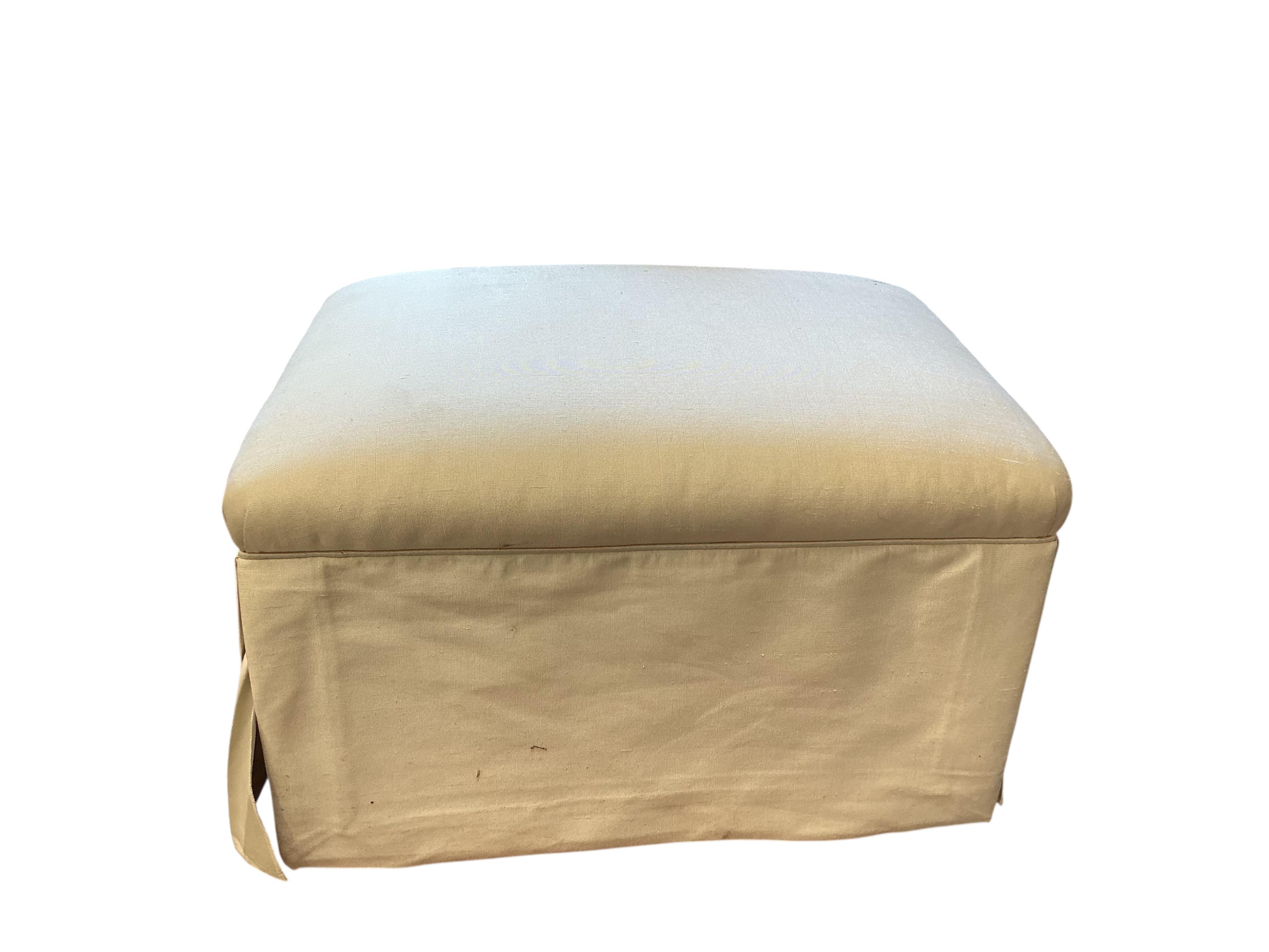 A modern Ben Whistler settee, width 180cm, depth 100cm, height 82cm together with a footstool and a similar armchair